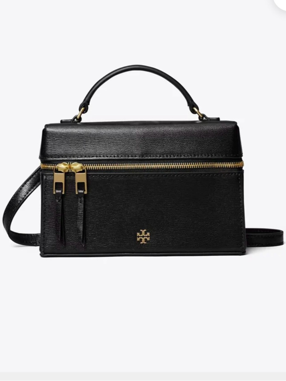 🆕- Tory Burch- RORY VANITY BAG Black Leather Top-Handle Crossbody Bag